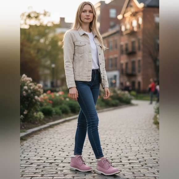 Timberland Shoes - Timberland Nellie Chukka Ankle Boots Pink Leather Rugged Lug Sole Spring Outdoor